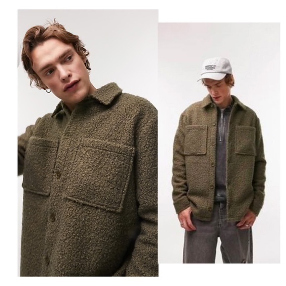 *** Topman boucle jacket in olive drab - Picture 5 of 5